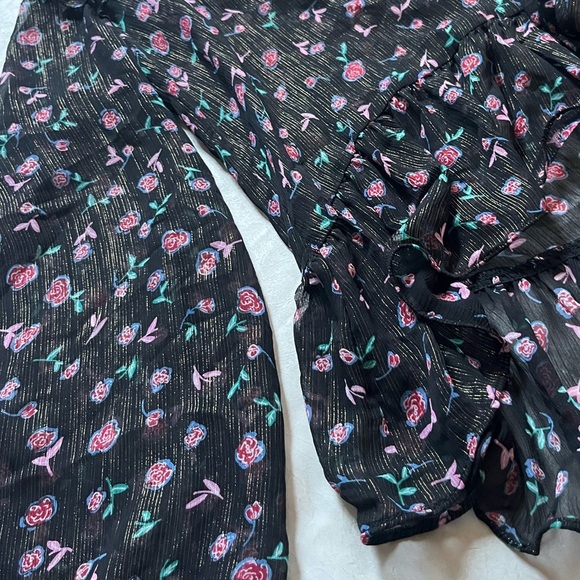 Zara z1975 Denim - Black and Pink Sheer Blouse with Glitter Pin Stripes - Picture 4 of 7